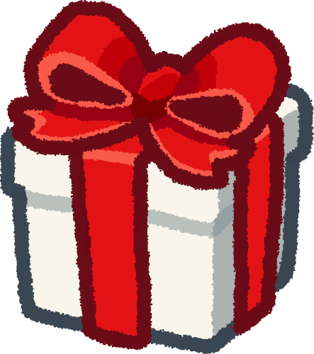 a white gift box with red ribbon and a bow